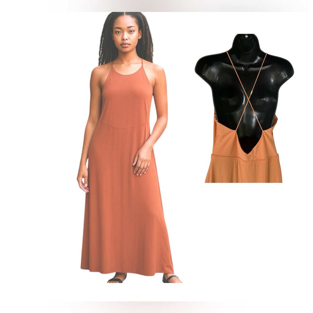Francisco‎ Costa Peach Spaghetti Strap Maxi Dress 8 Women Fitted Feminine